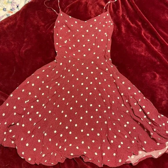 Old Navy Red White Polka Dot Mini Dress, M - Picture 3 of 11